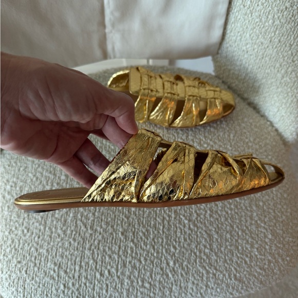 The Row Gold Woven Mules - Picture 4 of 12